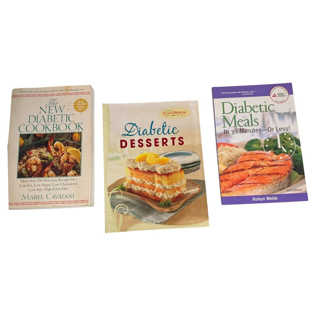 Lot of 3 Diabetic Cookbooks New Diabetic, Diabetic Desserts, Meals in 30 Minutes